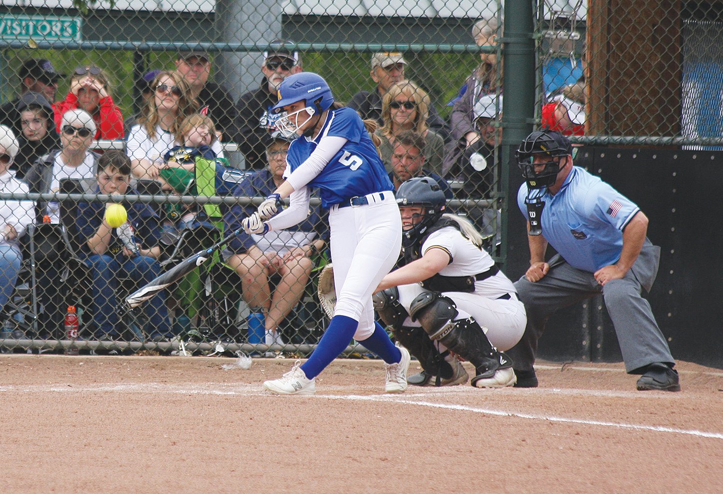 Adna's Ali Davis makes contact during a win over Forks on Friday during the 2B state softball tournament in Yakima.